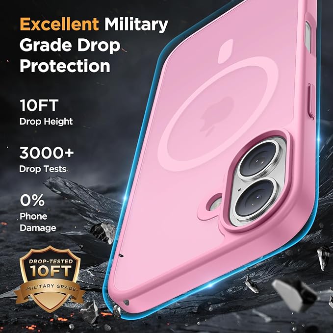Miracase Magnetic for iPhone 17 Case (Compatible with MagSafe) with Screen Protector Military-Grade Protection, Anti-Fingerprint Translucent Matte Phone Cover for iPhone 17 6.3 inch, Light Pink