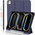 iMieet Case for iPad Pro 11 Inch (M5) 2025 /(M4) 2024 5th Gen, Trifold Stand Smart Cover with Pencil Holder and Soft TPU Back, Auto Wake/Sleep (Dark Blue)