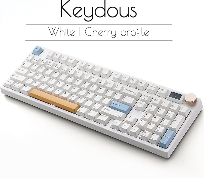 NJ98 Wireless Custom Mechanical Keyboard with Screen Knob 96% Hot Swappable RGB Keyboard Mac Windows (White, Steel Plate - G Milky Yellow Pro)