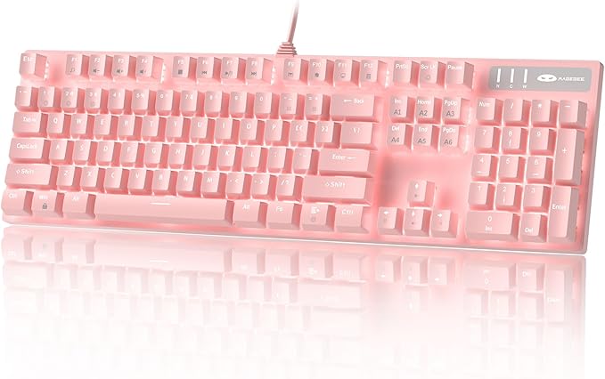 MageGee Pink Gaming Keyboard USB Wired Keyboard, New Mechanical Storm Adjustable Backlight Keyboards Splash-Proof Ideal for PC/Laptop/MAC Game(Pink)