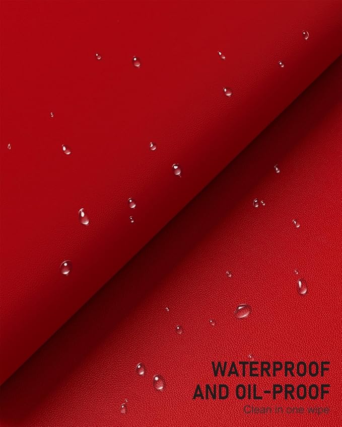 Desk Pad, 23.6" x 13.8" PU Leather Non-Slip Desk Mat Large Mouse Pad for Desktop, Waterproof Laptop Computer Writing Mat for Office, Home, Work, Gaming, Bright Red