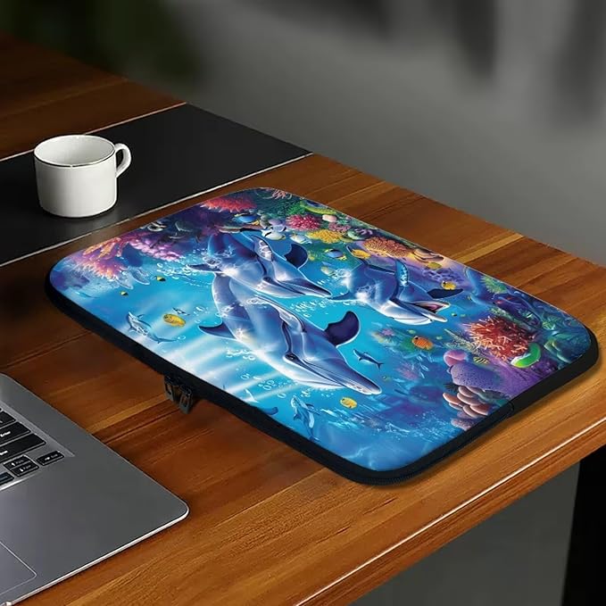Dolphin Laptop Sleeve for Women Men 13 inch Laptop Accessories with Versatile Uses Lap Top Case Portable Computer Sleeve Laptop Pouch Ideal Gifts for Holidays Blue
