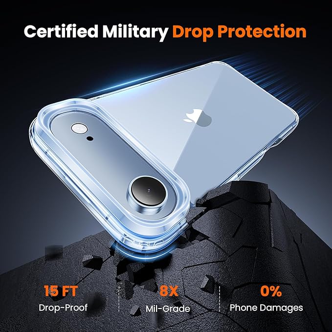 toushion 3 in 1 for iPhone Air Case Clear,Yellowing-Resistant Acrylic Back, Screen Protector *1 & Camera Lens Protector*1, Shockproof for Phone Cover 6.5 inch