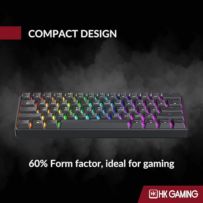 HK GAMING GK61 SE 60% | Mechanical Gaming Keyboard | 61 Keys Multi Color RGB LED Backlit for PC/Mac Gamer | US Layout (Black, Mechanical Brown)