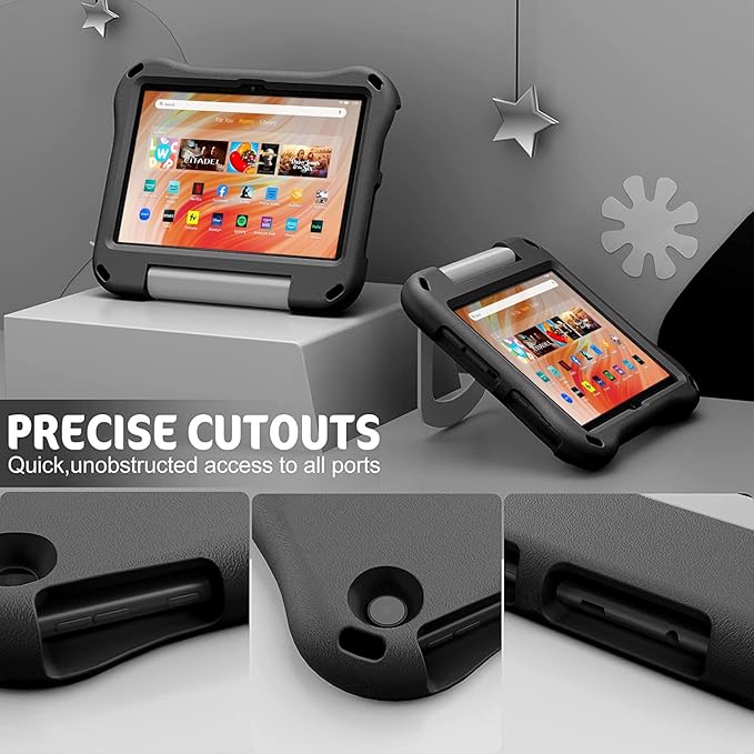 10 inch Tablet Case for Kids,(Compatible with 13th/11th Gen 2023/2021) (Incompatible with iPad Samsung 10 inch Tablet),Light Weight Shock Proof Convertible Handle Stand Kids Case (Black)