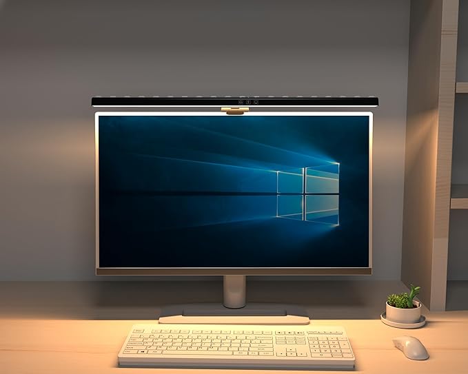 BY-J Computer Monitor Light Bar, Screen Monitor Lamp for Eye Caring, e-Reading LED Task Lamp with Stepless Adjustment, Touch Control, No Screen Glare Space Saving