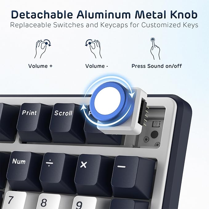 RK ROYAL KLUDGE X104 Full Size Mechanical Keyboard, Wired Creamy Gaming Keyboard with Number Pad and Knob,104 Keys Computer Keyboard Linear Switch,RGB Backlit,Online Software for Wins/Mac