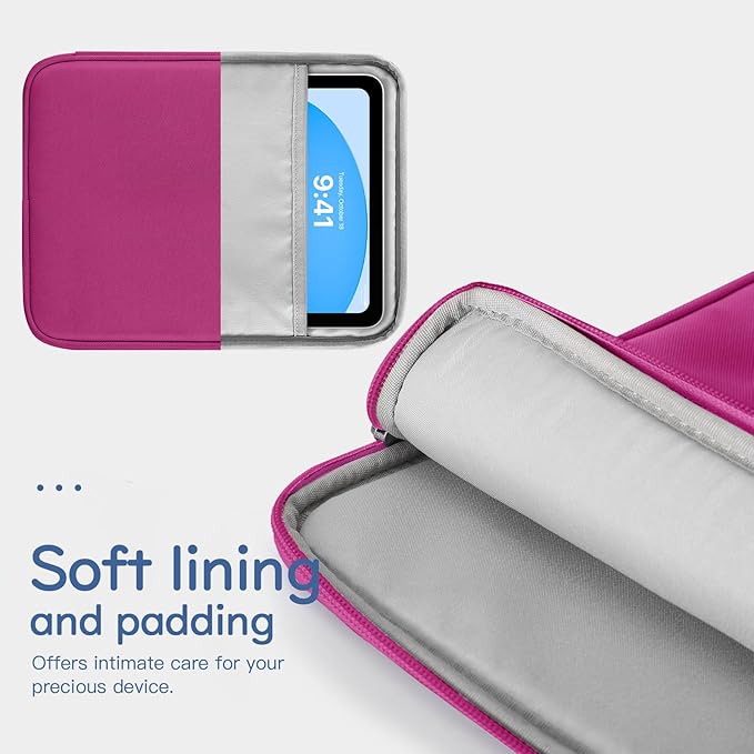 Dadanism 9-11" Tablet Sleeve Bag Carrying Case for iPad (A16) 11th Gen 11", iPad 10th Gen 10.9" Air 5/4, iPad Air M4/Pro 11", iPad 9/8/7th, Galaxy Tab A11+ Plus 11", Remarkable 2 10.3", Fuchsia