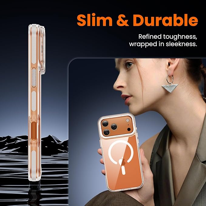 toushion 3 in 1 for iPhone 17 Pro Max Case Clear Bumper,Fits MagSafe, Yellowing-Resistant Acrylic Back, Shockproof Guard Corners, Military-Grade Protection for Phone Cover 6.9 inch