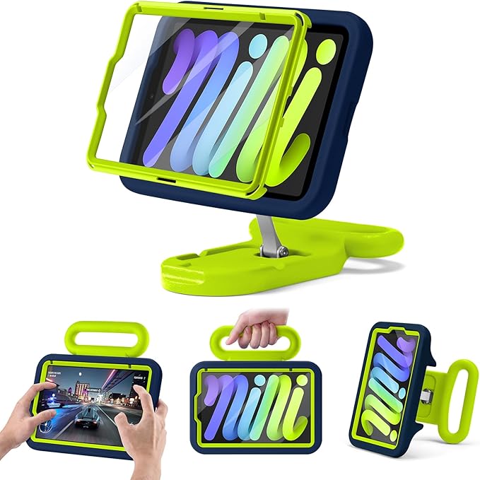 Kids Case for iPad mini 7 (A17 Pro) 2024 /iPad Mini6 2021,Adjustable Portrait/Landscape Stand//Drop Proof with Handle/Kickstand,Child Friendly Case for iPad mini 7th/6th Gen 8.3inch (Bluegreen)
