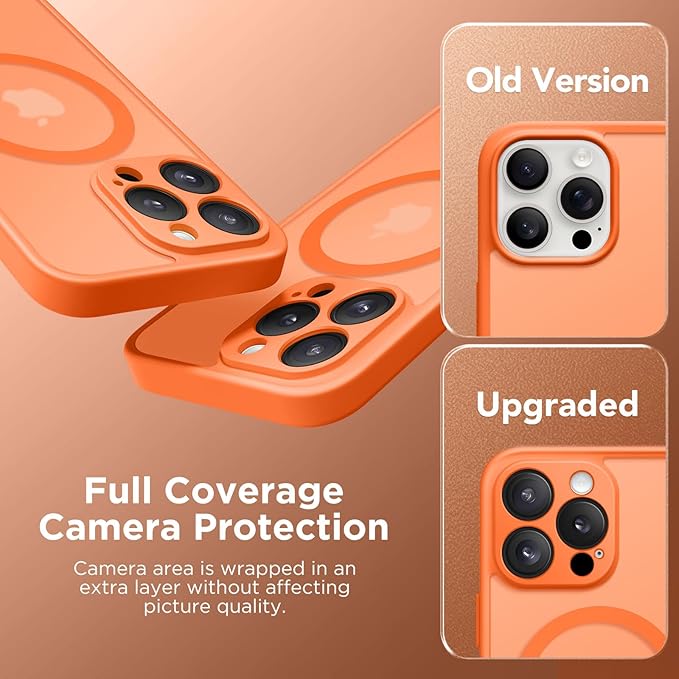 CAPRARO Magnetic Compatible with iPhone 16 Pro Max Case, Upgraded [Full Camera Protection] [Compatible with MagSafe] Protective Translucent Matte Women Phone Case Cover, Orange Yellow