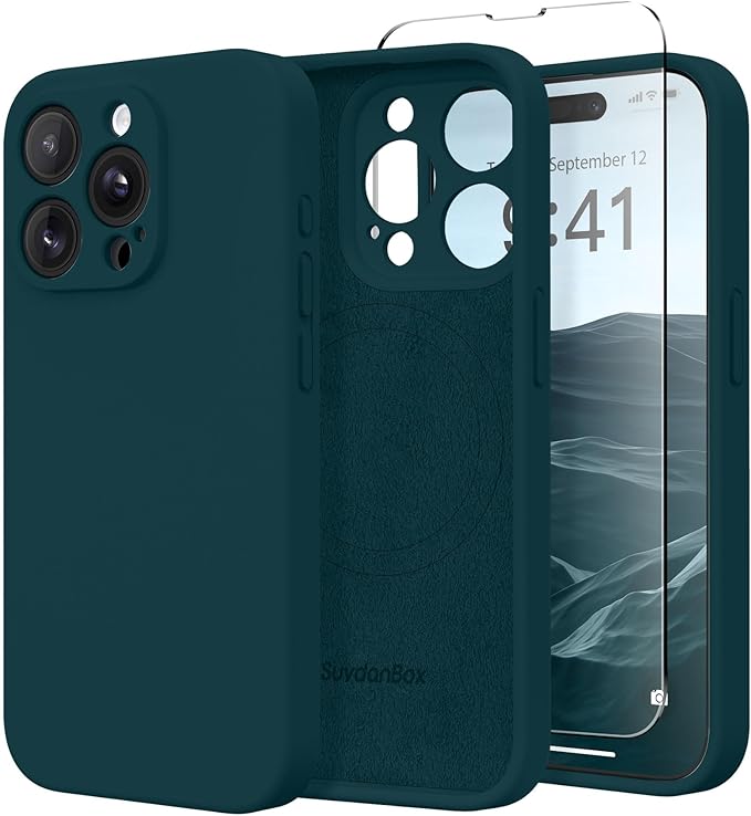 Magnetic for iPhone 13 Pro Case, Compatible with MagSafe, [Full Camera Protection][Screen Protector] Silicone Shockproof Protective Phone Case for iPhone 13 Pro 6.1", Deep Blue