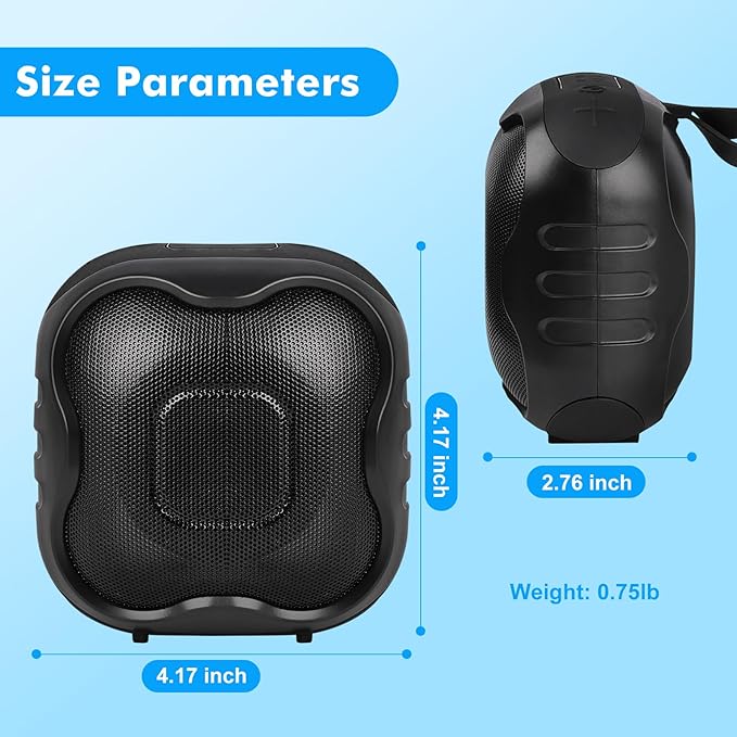 Shower Bluetooth Speaker, IPX6 Waterproof Portable Speaker with Loud HD Sound RGB Lights for Home, Beaches Portable Wireless Outdoor Speakers