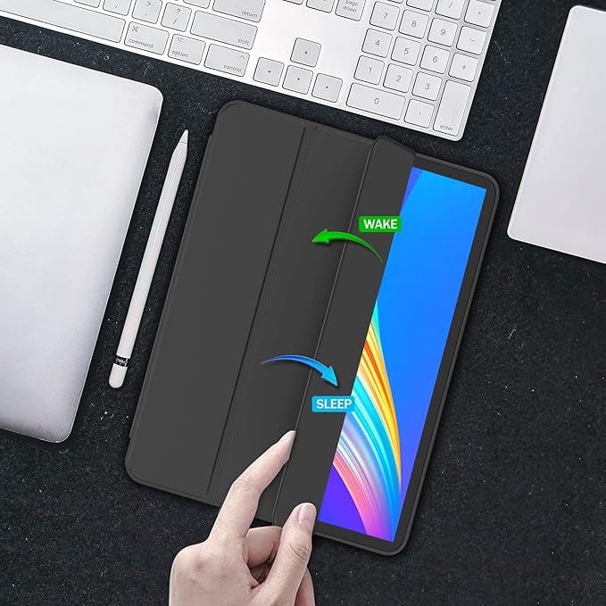 iPad Pro 12.9 Inch Case 2022/2021/2020 (6th/5th/4th Gen) with Pencil Holder [Support iPad 2nd Pencil Charging/Pair],Trifold Stand Smart Case with Soft TPU Back,Auto Wake/Sleep(Black)
