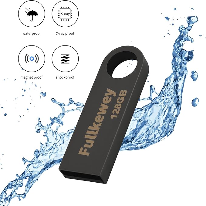 16G/32G/64G/128G Flash Drive, Fullkewey Sleek Metal USB 2.0, Metal Waterproof Compact Pen Drive,Thumb Drive, High Speed Memory Stick for PC Laptop Computer (Gunmetal Gray, 16, GB)