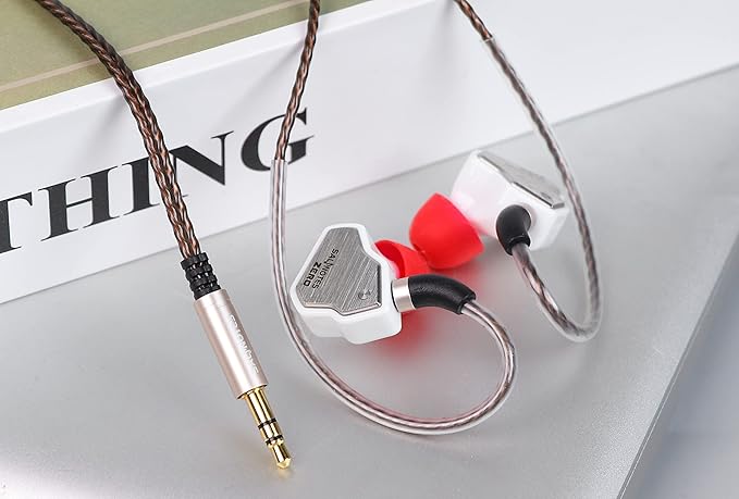 Linsoul 7Hz Salnotes Zero HiFi 10mm Dynamic Driver in-Ear Earphone IEM with Metal Composite Diaphragm Stainless Steel Faceplate Detachable 2Pin OFC Cable (White, Without Mic)