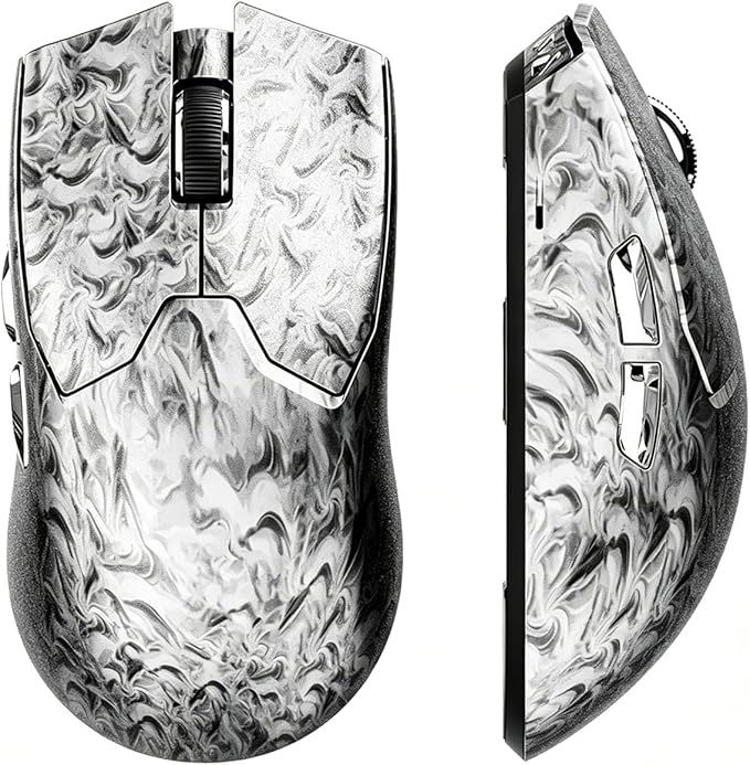 EWEADN Z7 Carbon Fiber Shell Wireless Gaming Mouse with 42000 DPI, PAW3950 Sensor, Kailh Optical Switch, Ergonomic 52g Lightweight, 8k Polling Dual-Mode (Wired/2.4GHz), Up to 300 Hr Battery, Silver