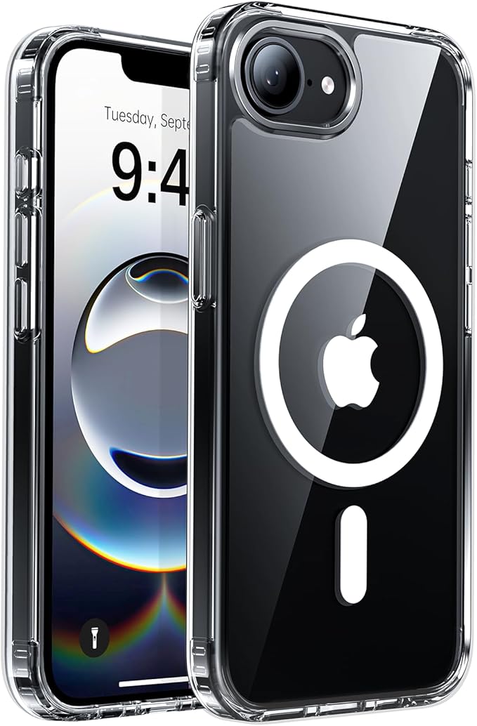 Eastinbox Magnetic Shockproof for iPhone 17e & iPhone 16e Case [Compatible with MagSafe] [Military-Grade Protection] Anti-Yellowing, Matte Protective Phone Case for iPhone 17 e/16 e 6.1", Clear