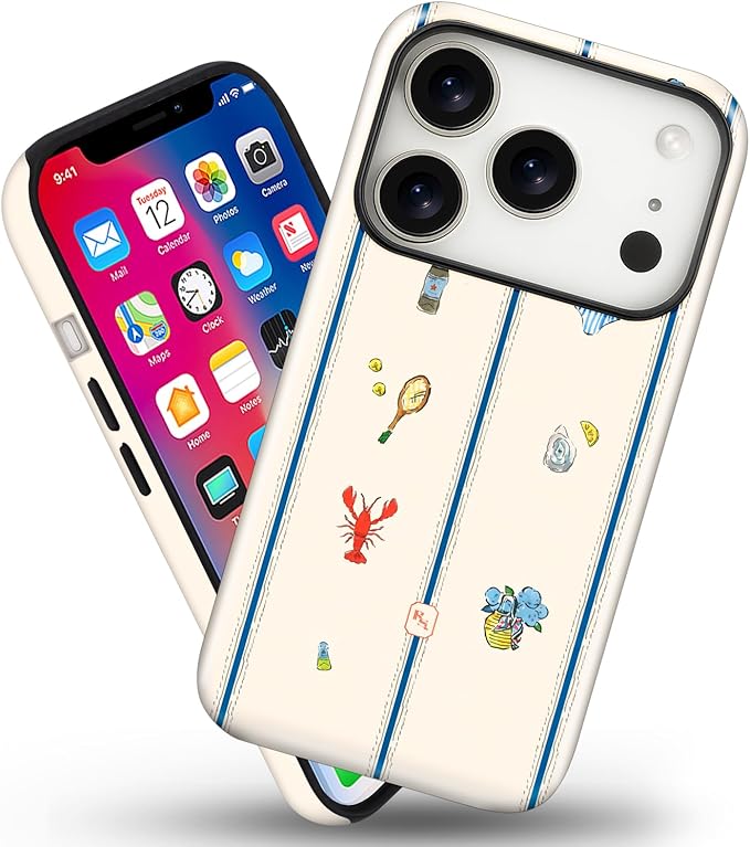 Magnetic for iPhone 17 Pro Max Case Cute Frog Stripes Phone Case, Summer Shockproof Slim TPU and Hard PC Protective Phone Cover Compatible with MagSafe Designed for Women Girls