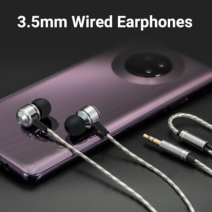 Wired Earbuds, in-Ear Headphones Wired with Pure Bass Sound, Noise Isolating 3.5mm Headphones Earbuds Cord, Lightweight Cord Earphones for Samsung,iPhone, Laptop,Tablet, MP3 and Other 3.5mm Devices