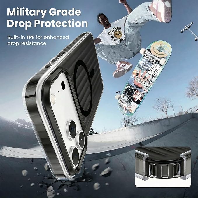 Magnetic Cooling Case for iPhone 17 Pro Max, with Air Vortex Heat Dissipation Technology, Anti-Fingerprint, Fit for MagSafe, Military-Grade Bumper, Included Camera Lens & Screen Protector, Black