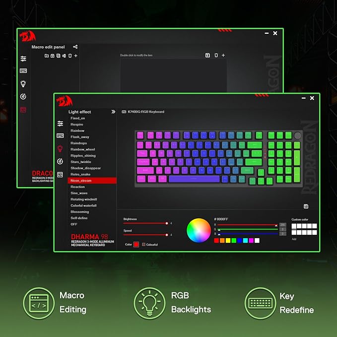 Redragon K740 98 Keys Wired RGB Gaming Keyboard, 95% PBT Mechanical Keyboard w/Solid Aluminum Base, Dedicated Knob Control & Hot-Swap Socket, Custom Linear Switch