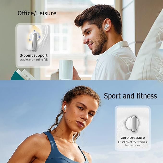 2 Pack Wireless Bluetooth Earbuds Ear Buds for iPhone Android, 2 Pairs of Blue Tooth 5.4 Ear Buds Wireless Earphones Small Mini Earbuds and Sports Running Working Out Waterproof Fitness Headphones