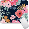 Square Mouse Pad Pink Flower, Personalized Premium-Textured Custom Mouse Mat Design, Washable Mousepad Cloth, Non-Slip Rubber Base Computer Mouse Pads for Wireless Mouse
