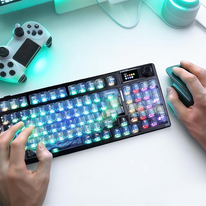 Clear Themed Keycaps, 136 Keys Shine Through Keycaps, PC Transparent Key Cap, Cherry Profile Custom Key Caps for Mx Switches Mechanical Gaming Keyboards (Starry Night Theme)