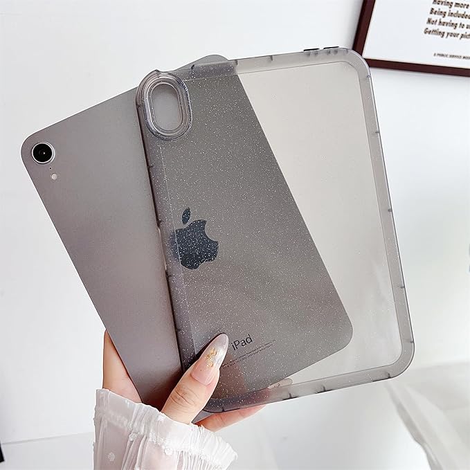 Case for iPad mini 7 (A17 Pro) 2024/ iPad mini 6 Case 2021,iPad mini 7th/6th Generation 8.3 inch, UUcovers Glitter Clear Soft TPU Back Shockproof Bling Sparkly Silicone Lightweight Thin Cover, Gray
