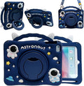 3D Cute Press Astronaut Case for iPad 10th Generation (2022) 10.9 inch/iPad (A16) 11th 2025 11 inch,Cartoon Character Space Soft Silicone Rotating Stand Case with Lanyard for Kids Teens Girls Women