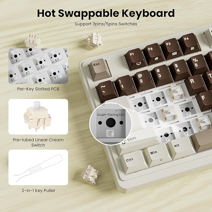 RK ROYAL KLUDGE N99 Wireless Mechanical Keyboard with Screen & Knob, BT/2.4G/USB-C, 96% Hot Swappable Custom Keyboard, Pre-lubed Linear Switches, 7500mAh Battery, 98 Keys