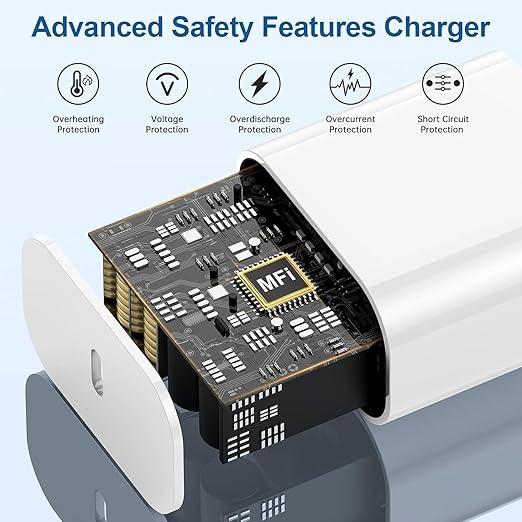 iPhone 17 16 15 Charger/6ft Type C to C Charging Cable Cord Long,USB C Fast Charging Block Plug for Apple iPhone 17 Pro Max/17 Air/16 Pro/16/15 Plus/AirPods/iPad/mini Plug Cube Birck Box Power Adapter