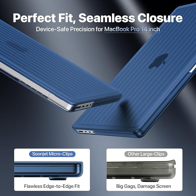 Soonjet TravelArmor for MacBook Pro 14 inch Case | M5 M4 M3 M2 M1 Pro/Max 2026 2025-2021 | Anti-Crack Tech | 360° Defense Upgrade | Hard Shell Laptop Cover | Midnight Clear