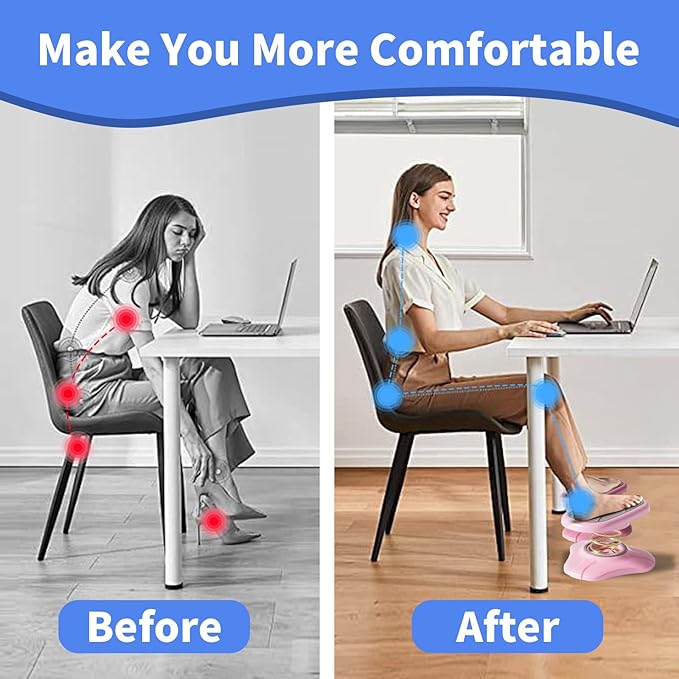Foot Rest Under Desk ，Ergonomic Foot Stool Under Office Desk - Rocking for Fidgeters，Effectively Relaxes The Leg Muscles，Detachable and Easy to Assemble，2 Pieces Pink