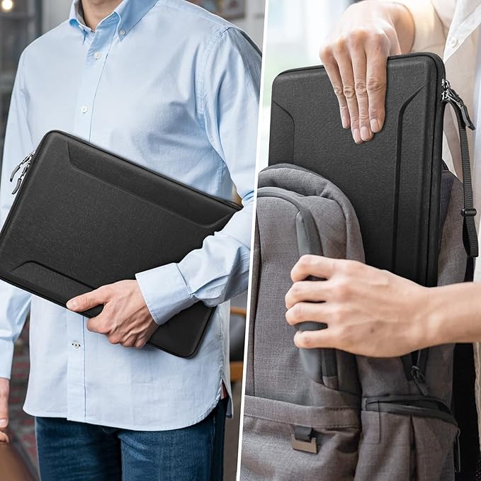 Fintie Sleeve Case for MacBook Pro 16, Air/Pro 15, 15" Surface Laptop – Sturdy Portable Monitor & Laptop Case, Shockproof EVA Bag with Pockets for Up to 15.6" HP Lenovo Dell Acer Samsung, Black