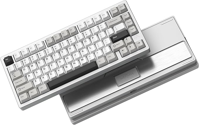 Womier RD75 Pro 75% Wireless Gaming Keyboard, Quick Release Aluminum Keyboard, QMK/VIA Tri-Mode Mechanical Key Board Custom Hot Swappable with RGB Creamy for Windows/Mac/PC - Silver