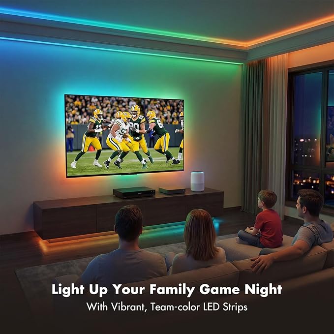 Led Lights for Bedroom 50FT Smart IC+RGB, Music Sync Color Changing Strip Lights, 24Key Remote+App Control Light Strip for BedHead,Underbed,Ceiling,Background Wall