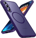 TOCOL Magnetic for Samsung Galaxy S24 FE Case, [15FT Military Grade Protection] [Compatible for Mag-Safe] Translucent Matte Hard Back for Galaxy S24 FE 6.7 Inch, Midnight Purple