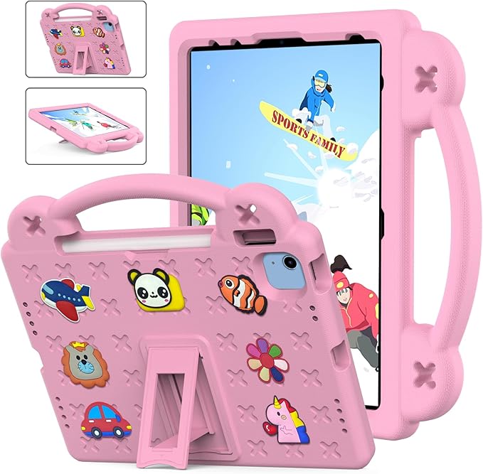 AKABEILA Compatible with ONN 10.1(4th Gen, 2024)/Teclast M50 HD 10.1/Teclast M50 Pro 10.1(2023)/Blackview Tab 80 10.1(2023) Tablet Case, Case with Shoulder Strap Handle & Pen Tray, Pink
