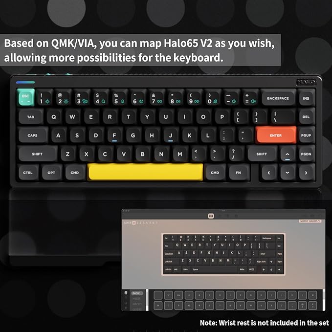 nuphy Halo65 V2 Wireless Mechanical Keyboard with PBT Keycaps, 65% Hot Swappable Custom Gaming Keyboard Compatible with QMK/VIA, RGB Backlit, Gasket Structure, BT5.0/USB-C/2.4GHz,Black-Blush Switches