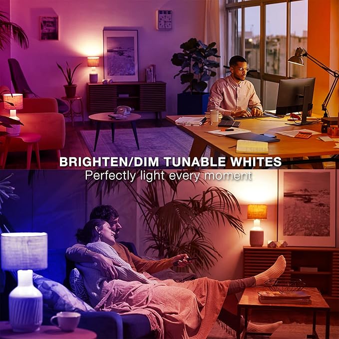 DAYBETTER Smart Light Bulbs, Alexa Light Bulb, WiFi Light Bulbs, RGBCW Color Changing Light Bulb A19 9W 800LM, Smart Bulbs that Work with Alexa & Google Assistant, Music Sync, No Hub Required, 6 Pack
