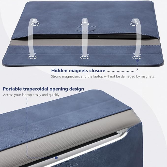 HYZUO 13.3-14 Inch Laptop Sleeve Case with Stand Feature for MacBook Pro 14 M5/M4/M3/M2/M1 2026-2021, MacBook Pro/Air 13.3, 13.5" 13.8" Surface Laptop, HP Spectre X360 13/14, Navy Blue