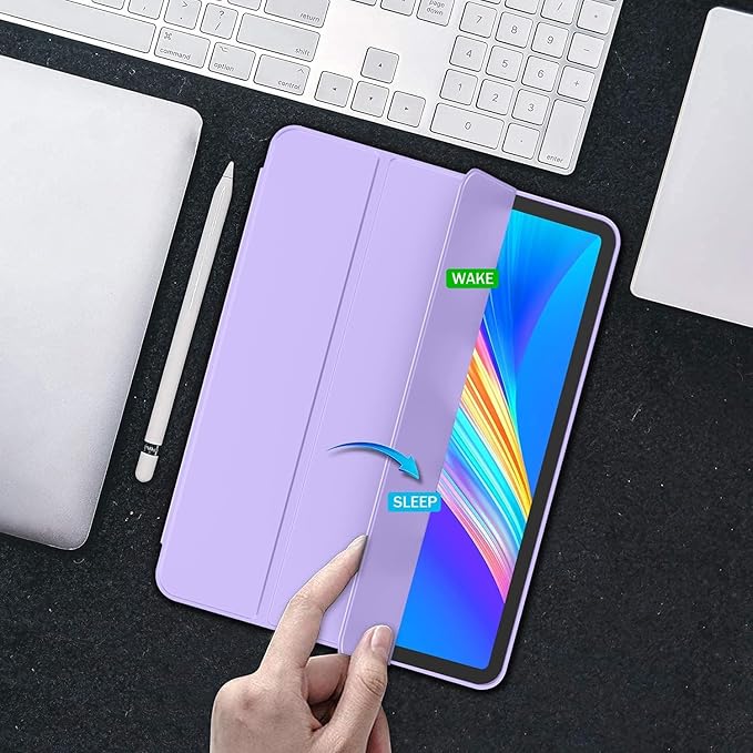 iMieet Case for iPad Pro 11 Inch (M5) 2025 /(M4) 2024 5th Gen, Trifold Stand Smart Cover with Pencil Holder and Soft TPU Back, Auto Wake/Sleep (Clove Purple)