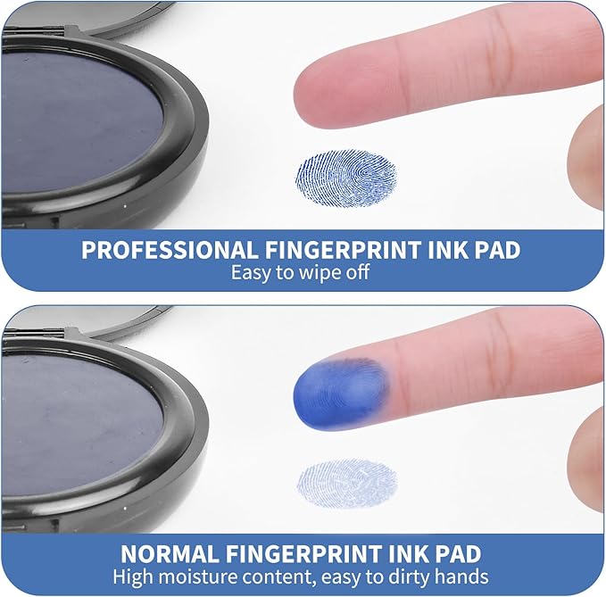SAYEEC Fingerprint Ink Pad Thumbprint Ink Pad for Office Notary Supplies Identification Security ID Fingerprint Cards Law Enforcement Fingerprint Kit Thumb Print Ink Pad Stamp Pad (Blue-2 Pack)