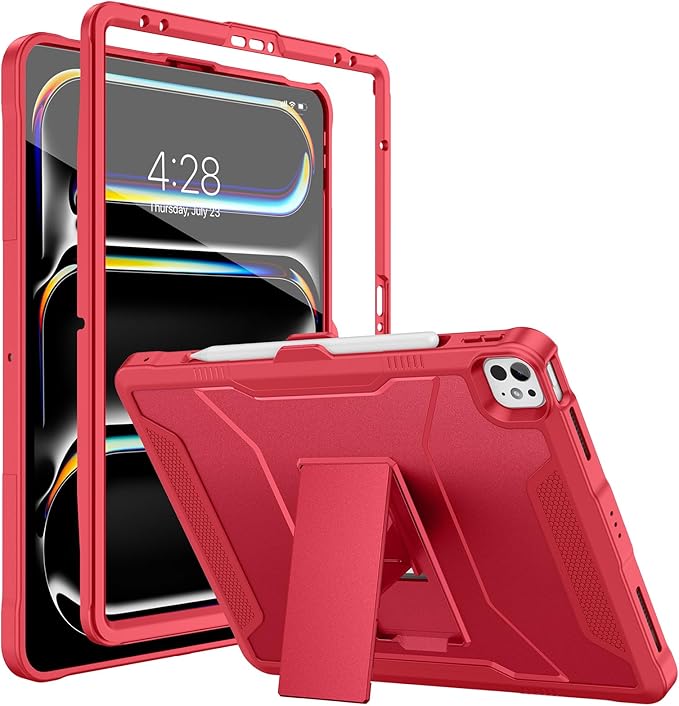 Soke Case for iPad Pro 13 Inch M5/M4 & iPad Air 13 Inch M4/M3/M2(2026/2025/2024), iPad Pro 12.9(2022 2021 2020,6th/5th/4th Gen), Rugged Shockproof Protective Cover - Burgundy Red