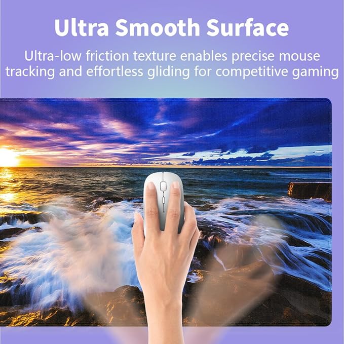 Large Gaming Mouse Pad (31.5" x 15.8") - Hawaiian Majestic Golden Sunset Glow over Turbulent Rocky Sea Rugged Coastline, Extra XXL Office Accessories, Premium Stitched Anti-Slip Office Desk Mat