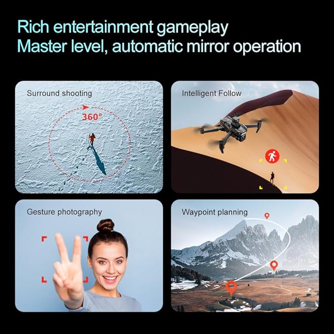 GPS Drone with 4K HD Camera for Adults, RC Drones with 360° Obstacle Avoidance, Headless Mode, Auto Return, Circle Fly and Follow Me, Lightweight Foldable Under 250g Drones V918 Mini RC Quadcopter for Beginners Cool Birthday Gifts