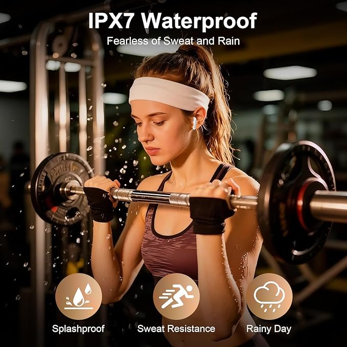 Wireless Earbuds for iPhone 17e/17 Pro Max/17Pro/17/Air/16e/16 Pro Max/16 Plus/15Pro/15 Plus, Sports Bluetooth Headphones IPX7 Waterproof in Ear Earphones 48H LED Display Ear Buds for Workout/Running