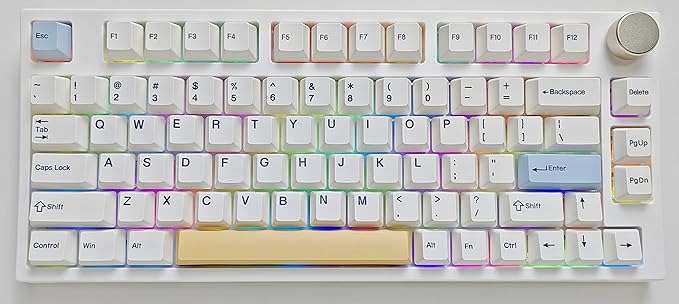 NJ80-AP Wireless Mechanical Keyboard with Knob Bluetooth 5.0/2.4G/Wired Connection 75% Hot Swappable Custom RGB Programmable Gaming Keyboard with PBT Keycap for Win Mac